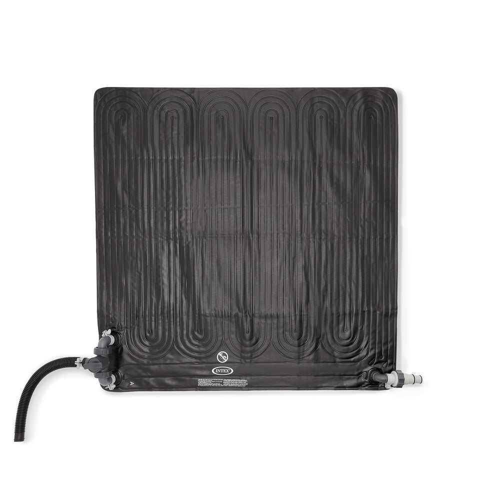 Intex 28685E solar heater mat in full view heats pool water with sunlight.