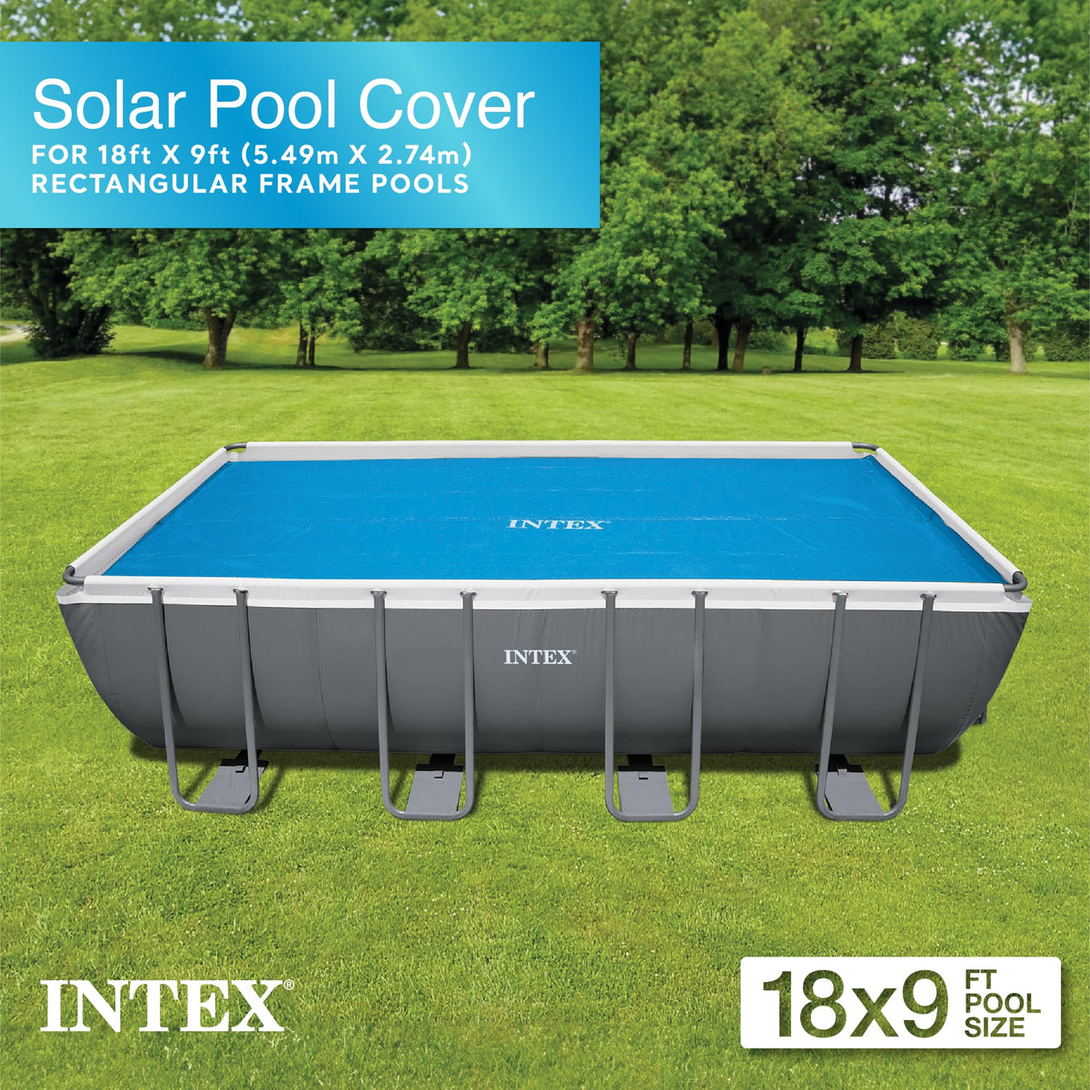 Intex blue storage bag with pool cover for easy carrying and storage
