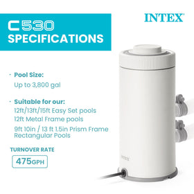 Intex C530 filter cartridge type A ready to trap debris.