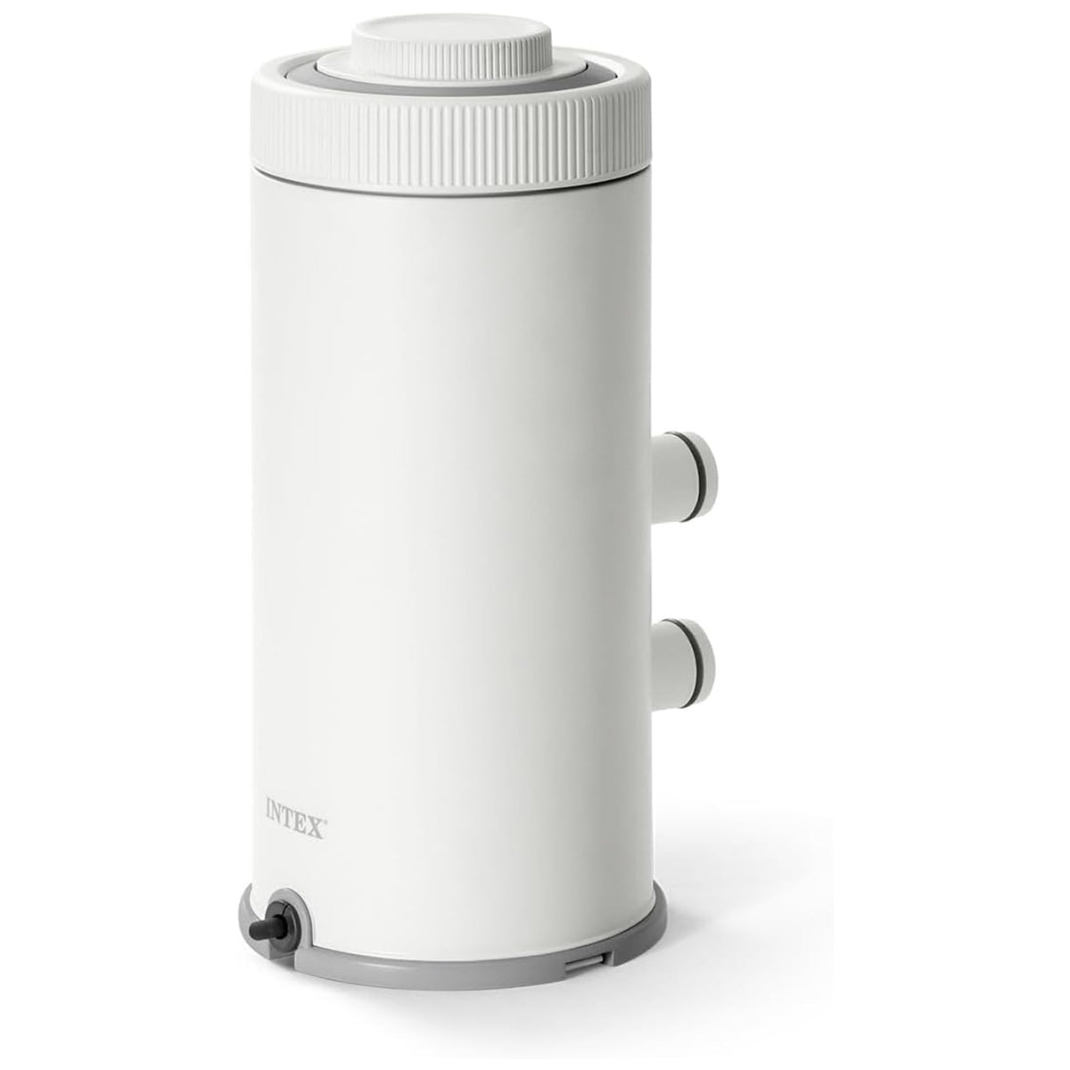 Intex C530 pump front view showing compact design for easy setup and filtration.