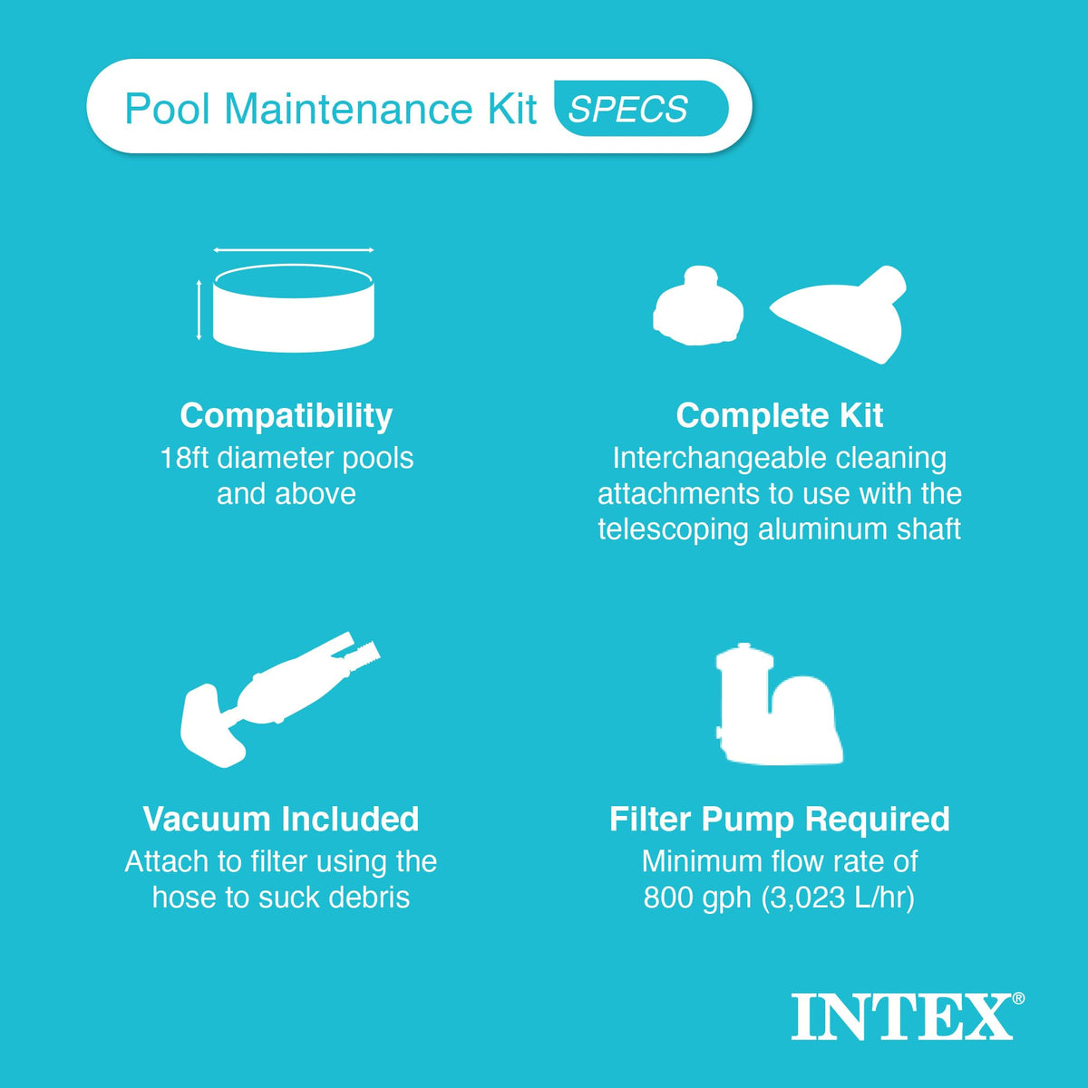 Intex Deluxe 24ft hose with connectors for extended cleaning reach