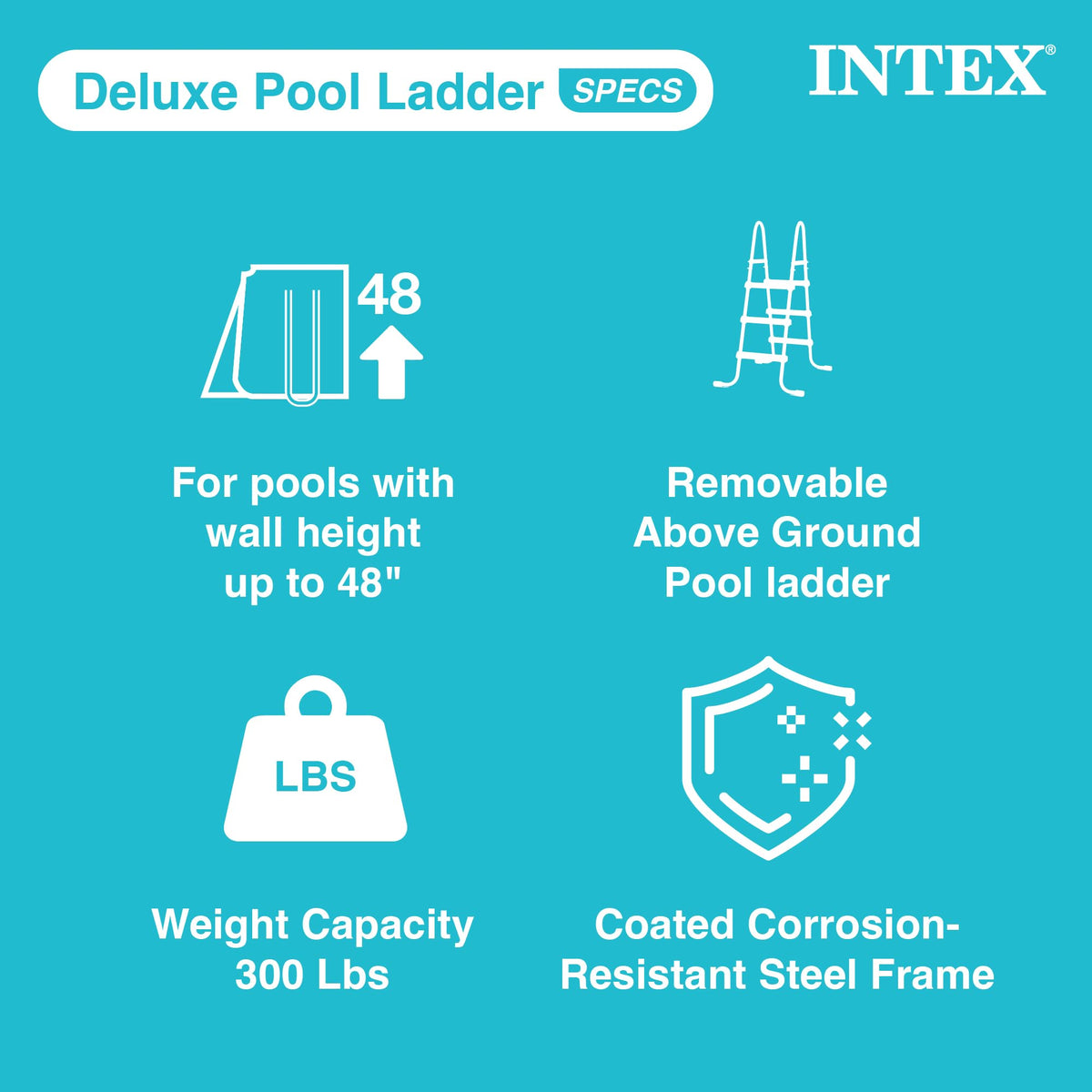 Intex deluxe pool ladder base with secure step lock for quick setup.