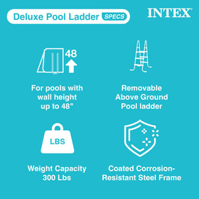 Intex deluxe pool ladder base with secure step lock for quick setup.
