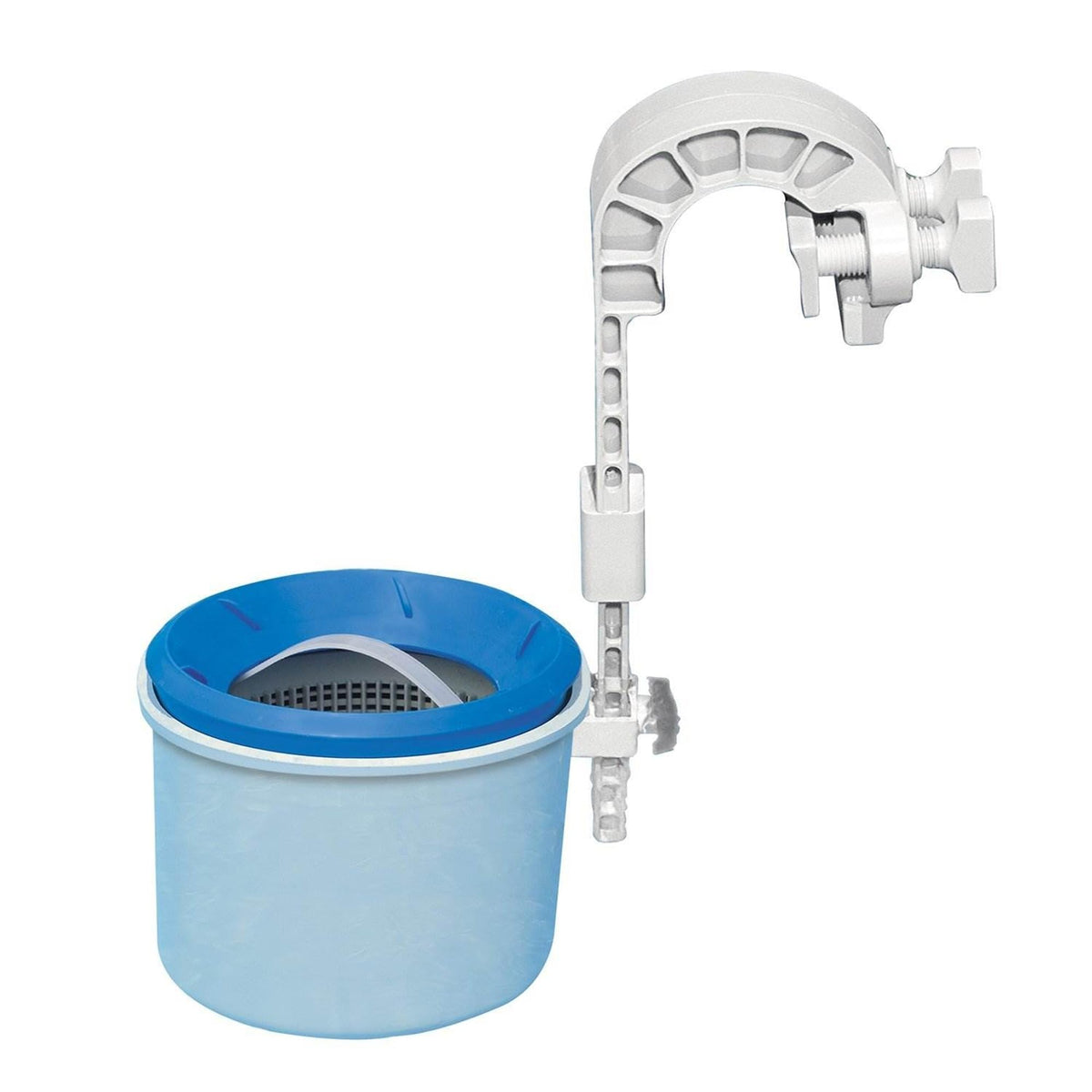 Intex skimmer assembly with adjustable bracket for secure wall mounting.