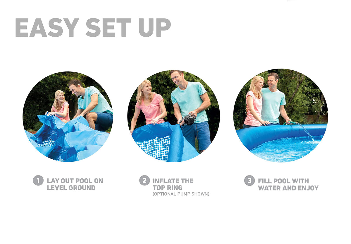 Intex Easy Set pool backyard family enjoying cooling splash