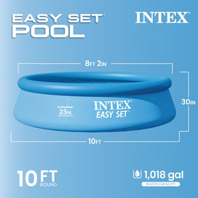 INTEX Easy Set pool fills to 1018 gallons, creating a spacious splash zone