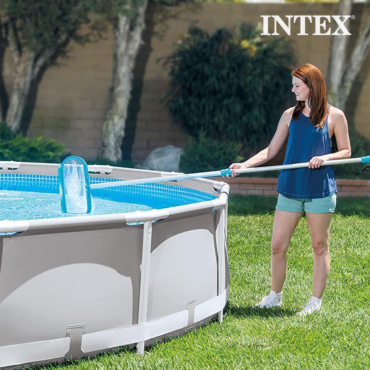 Intex Leaf rake with debris net removing surface debris efficiently