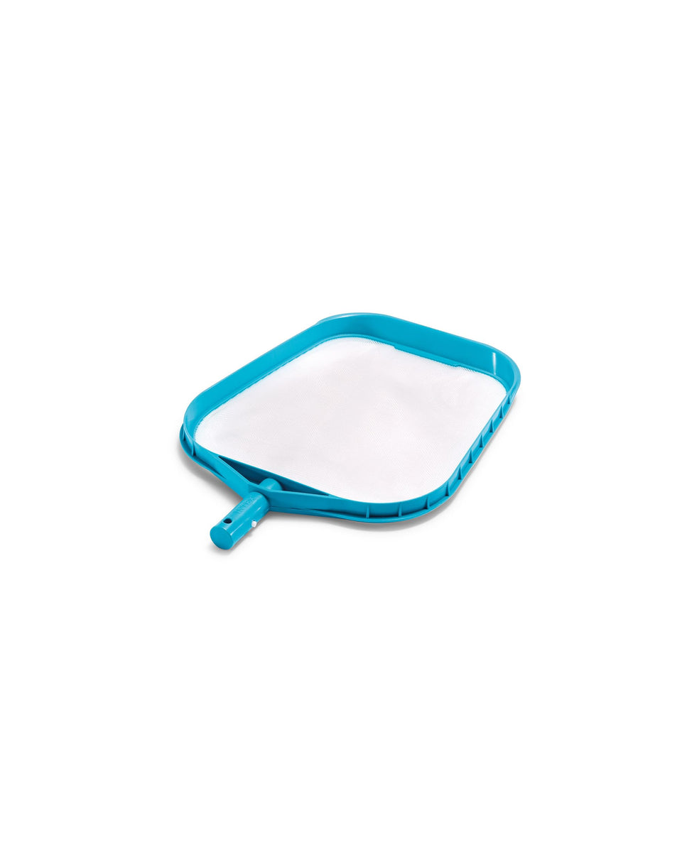 Intex Leaf Skimmer on pool surface catching leaves for quick cleanup
