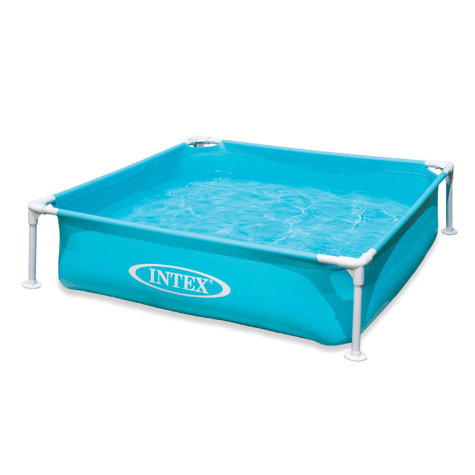 Intex miniature pool outdoors blue for safe backyard splash.