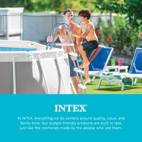 Intex pool ladder supports up to 300 lbs safely.
