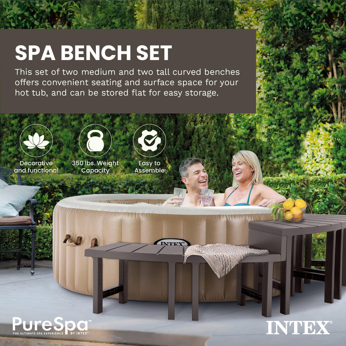 Intex PureSpa benches medium profile for comfortable spa seating