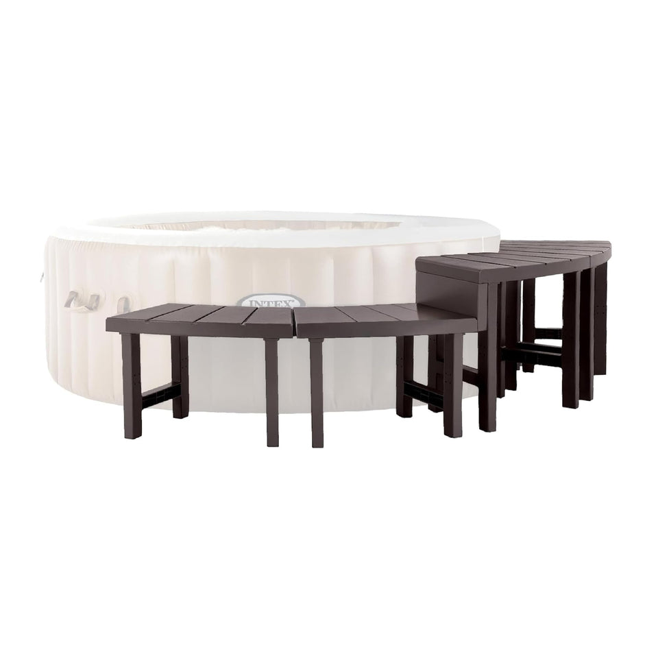 Intex PureSpa benches set overview showing versatile seating and surface storage