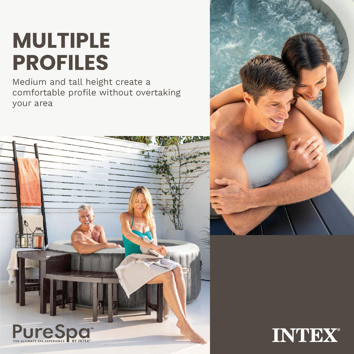 Intex PureSpa benches surface holds towels and small spa items