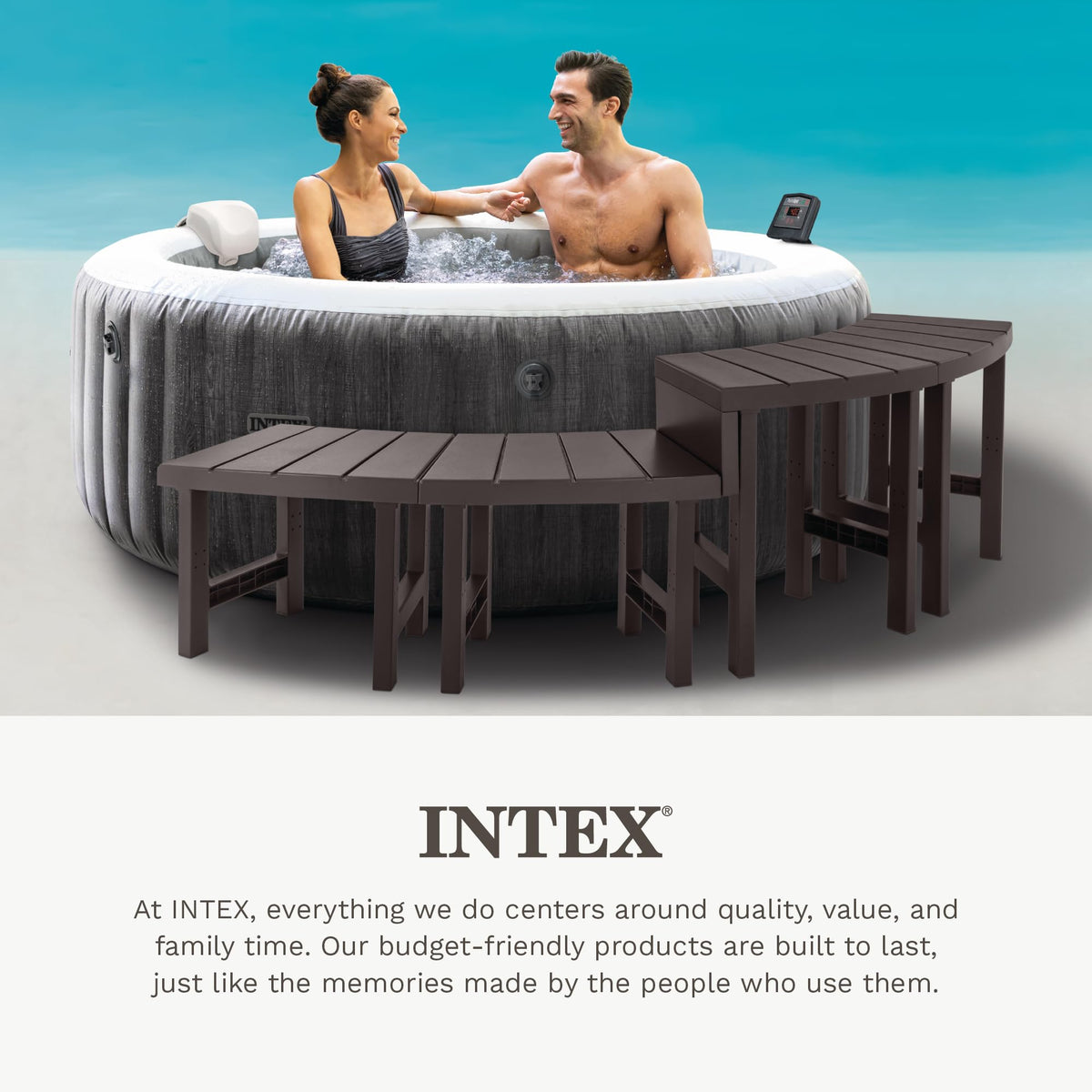 Intex PureSpa benches made of UV-resistant plastic for outdoor use