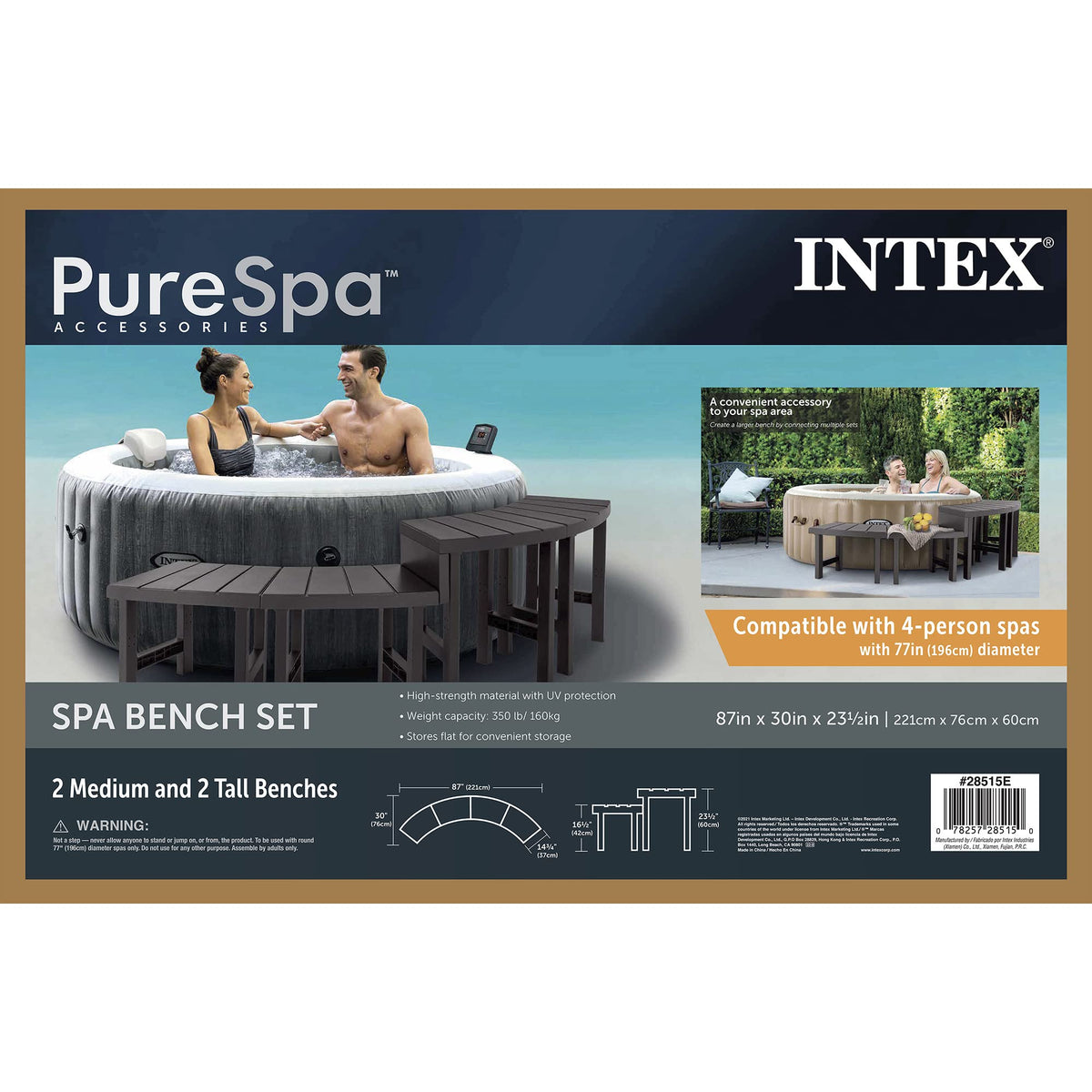 Intex PureSpa benches support up to 350 pounds per bench