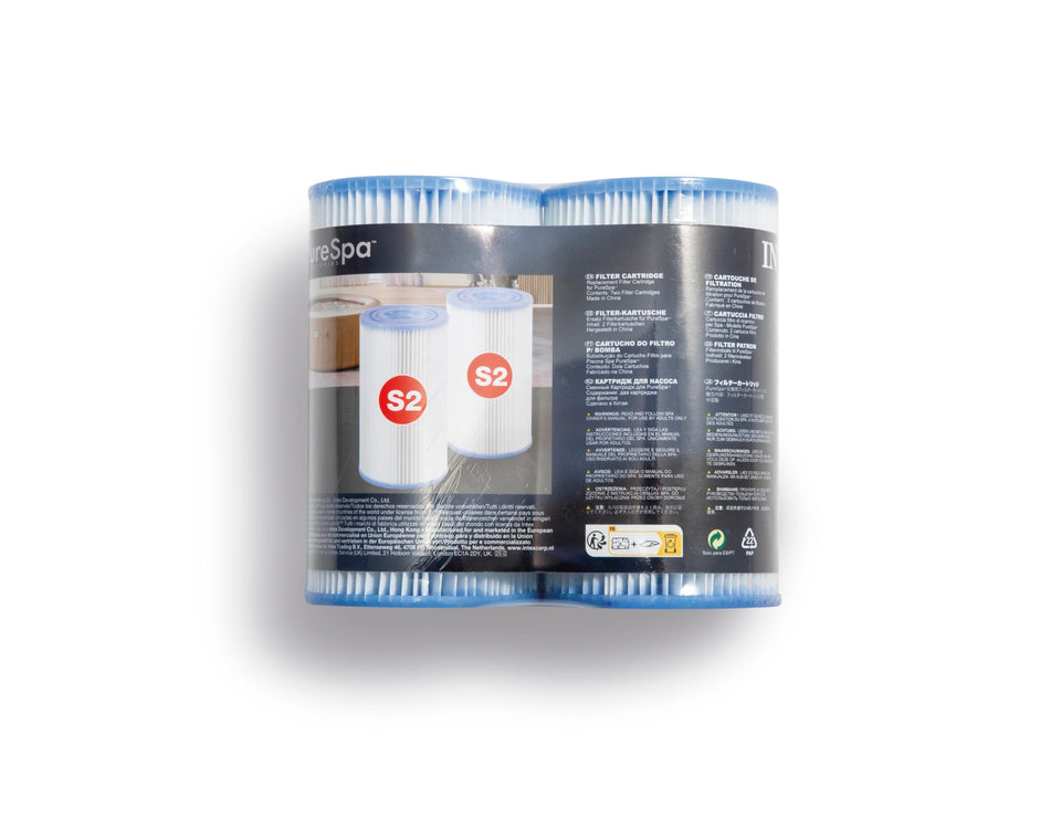 Intex PureSpa Type S2 filter cartridge for heavy-duty filtration and clean water.