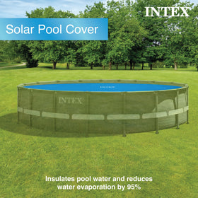 Intex 28012E solar cover reduces chemical needs by limiting water loss