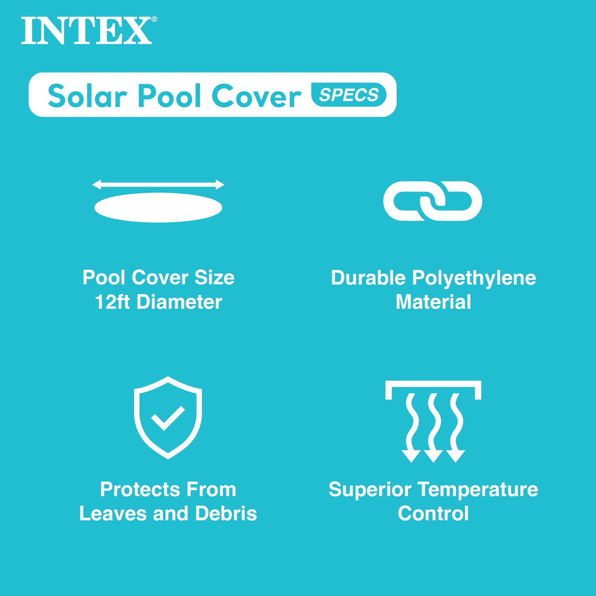 Intex solar pool cover insulates water to reduce evaporation in outdoor pools