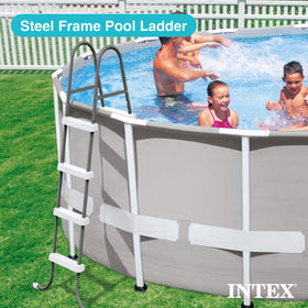 Intex steel frame ladder steps highlight high-impact, secure footholds
