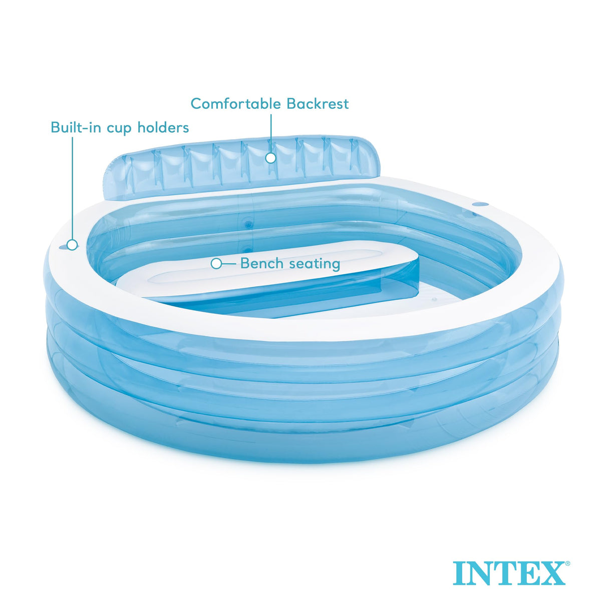 Intex Swim Center drain plug for easy water removal.