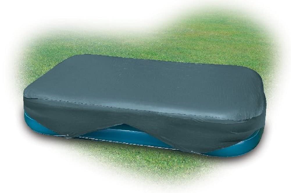 Intex swim center pool cover with drawstrings ensures a tight, secure fit.