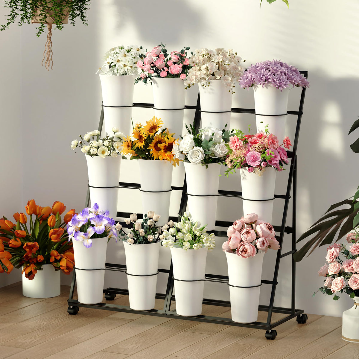 Invech durable metal frame provides strong support for lively plants