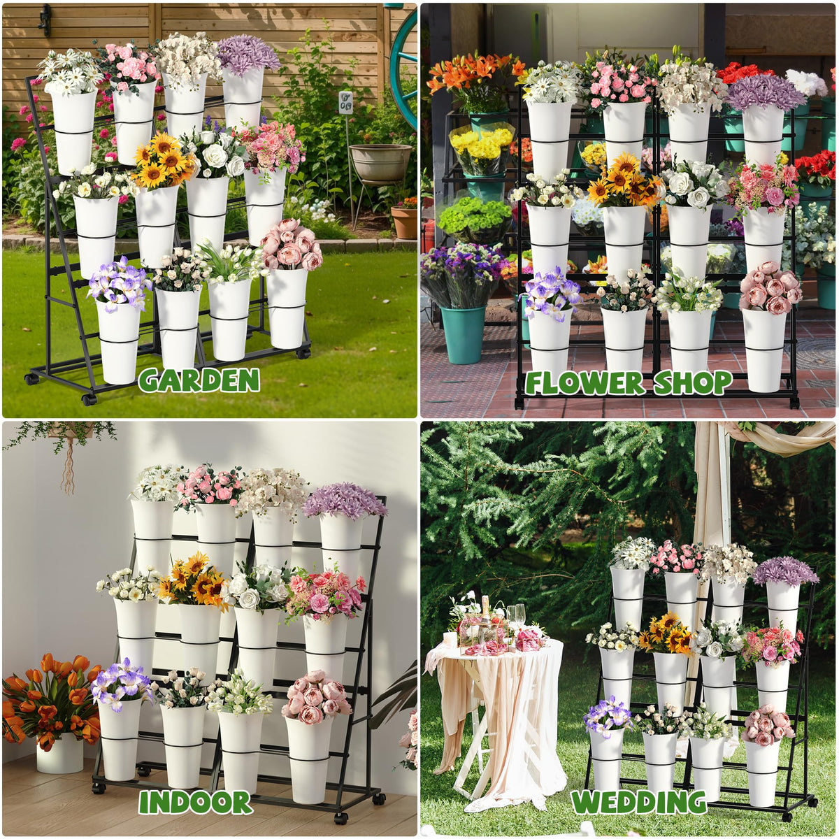 Invech mobile flower stand with locking wheels for indoor and outdoor use