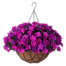 INXUGAO artificial hanging flowers in a full view basket for versatile outdoor and indoor decor.