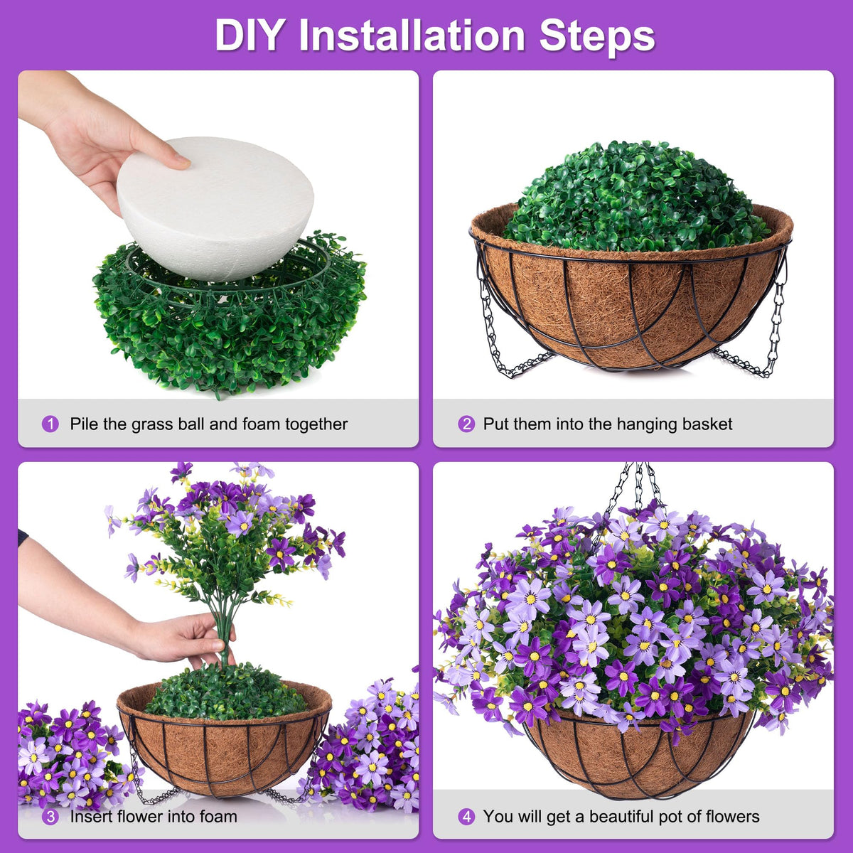 INXUGAO handmade faux daisies in a 12-inch basket ideal for porch accents