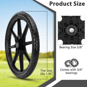 Iococee flat-free wheel bearing 5/8 and 3/4 inch enables easy Rubbermaid cart upgrade