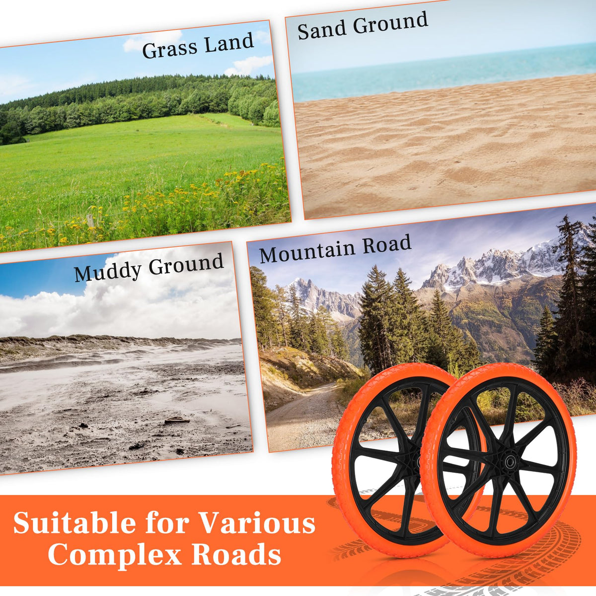 Iococee outdoor wheels ideal for gardening and construction tasks with reliable traction.
