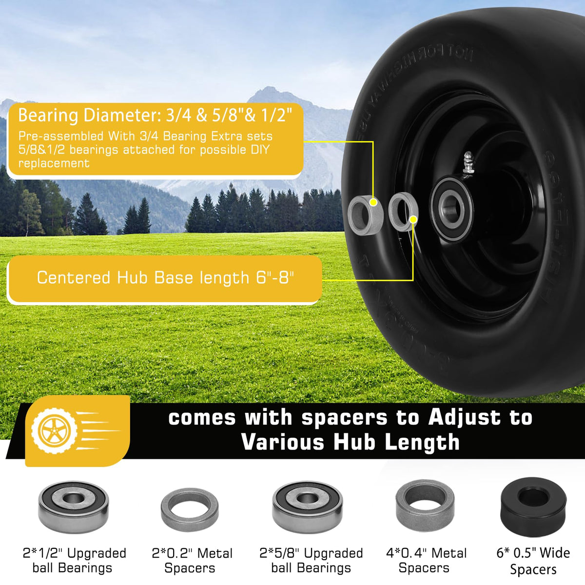 Iococee precision bearings and spacers enable smooth operation on most zero-turn mowers