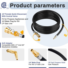 Iococee RV propane hose showing 1/4-inch shutoff valve for secure connection