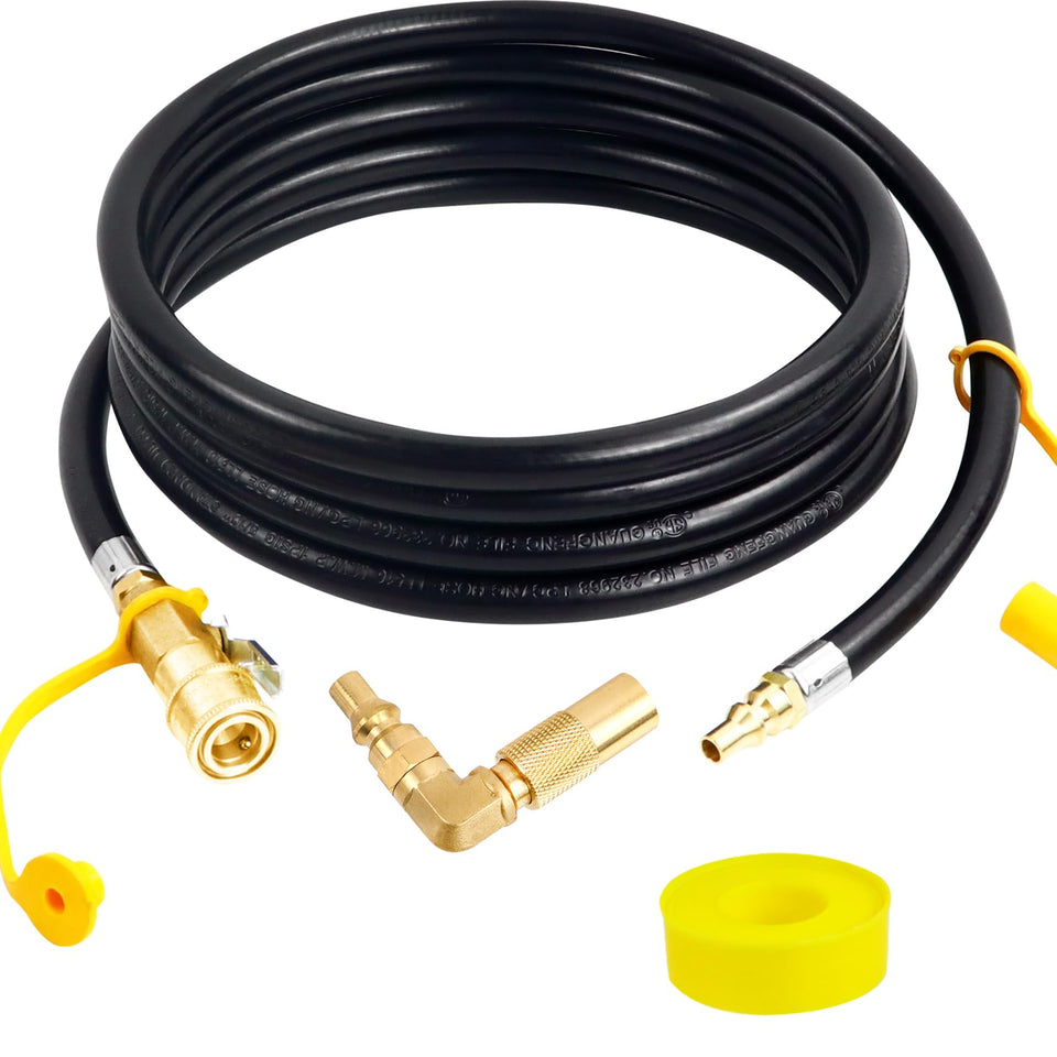 Iococee 12ft RV quick connect hose with elbow adapter for easier grill placement