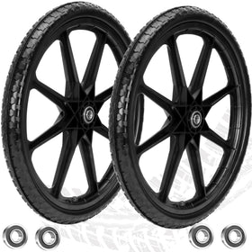 Iococee upgraded 20-inch flat-free wheel close-up for smooth, reliable transport on uneven ground
