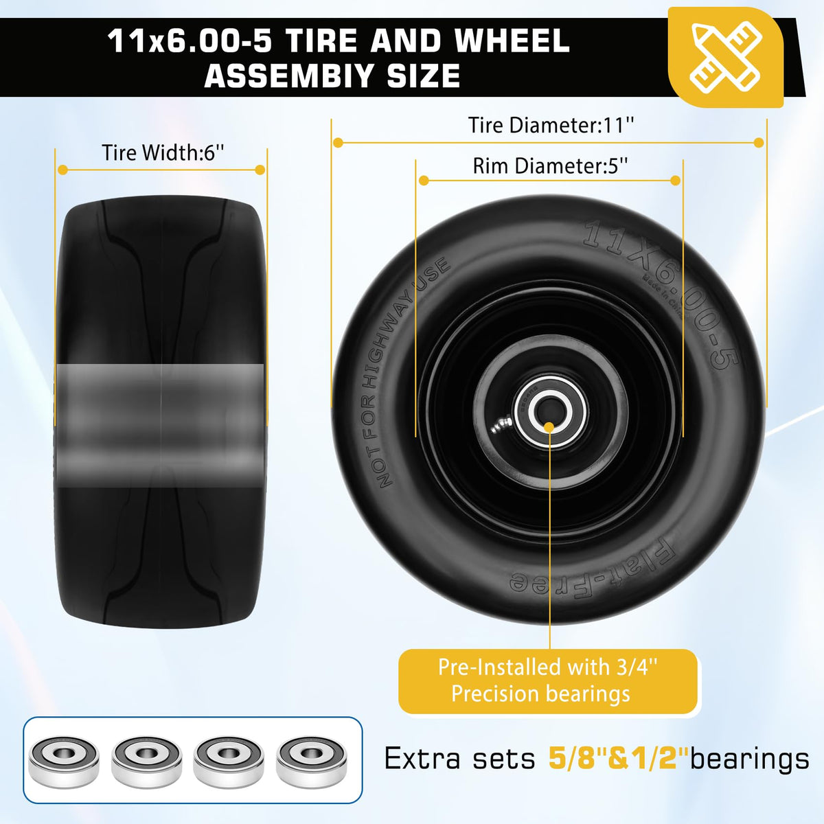 Iococee upgraded carbon steel rim with larger hub for stronger, durable front tires