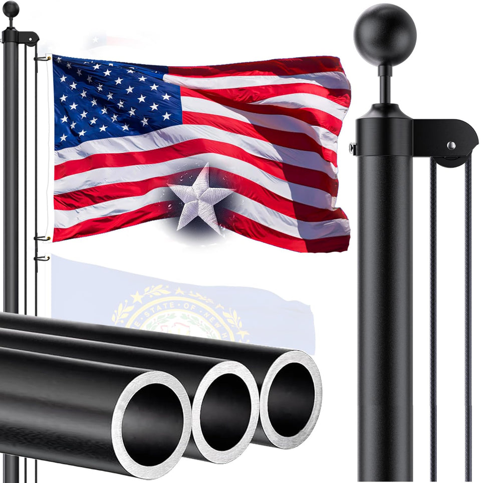 IOEN 25 ft flag pole exterior black ready for outdoor display