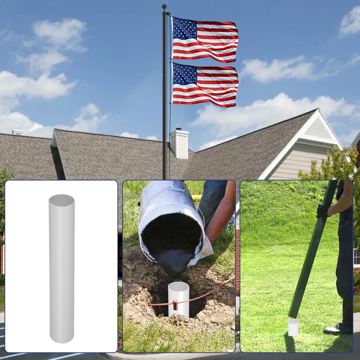 IOEN easy assembly flag pole with clear installation steps