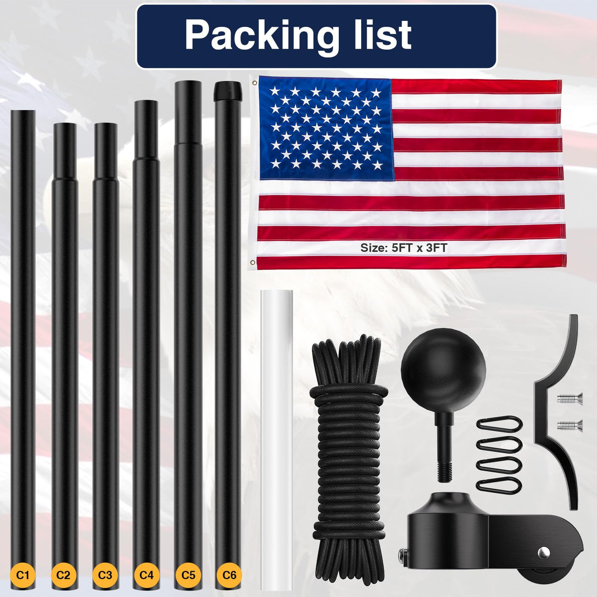 IOEN nylon embroidered 5x3 ft flag with durable colorfast design