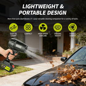 IOOKNA blower reaches tight corners around sidewalks and vehicles