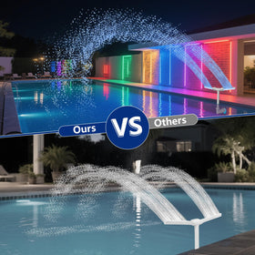 IPOOLTENG night lights kit option adds illuminated sprays after dark.