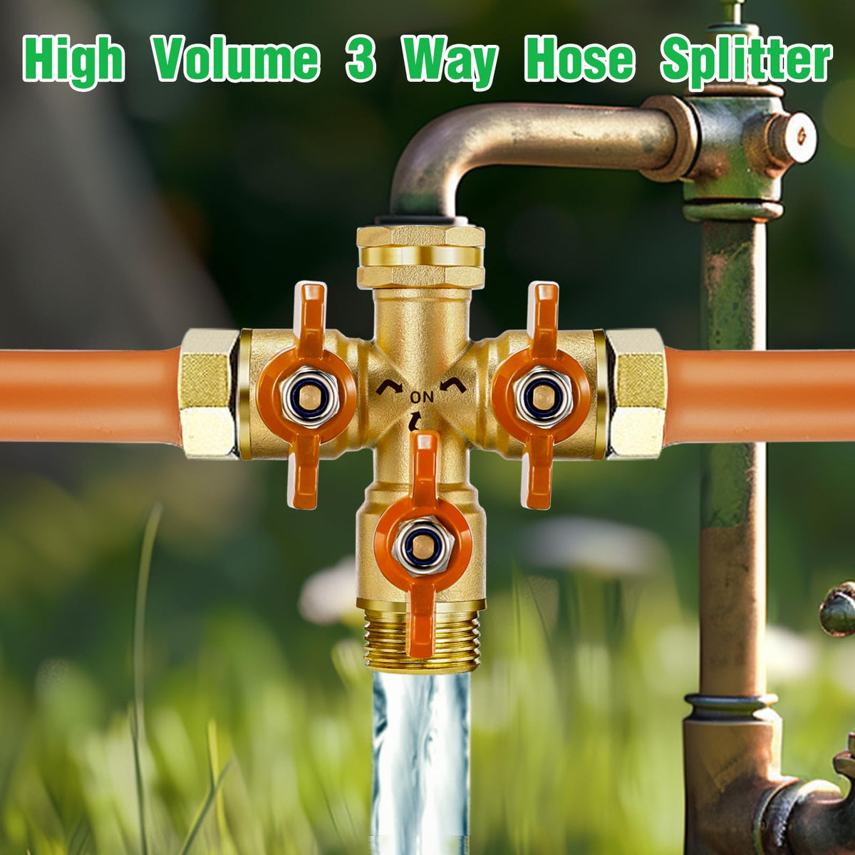 IPOW brass body 3-way splitter supports reliable water distribution.