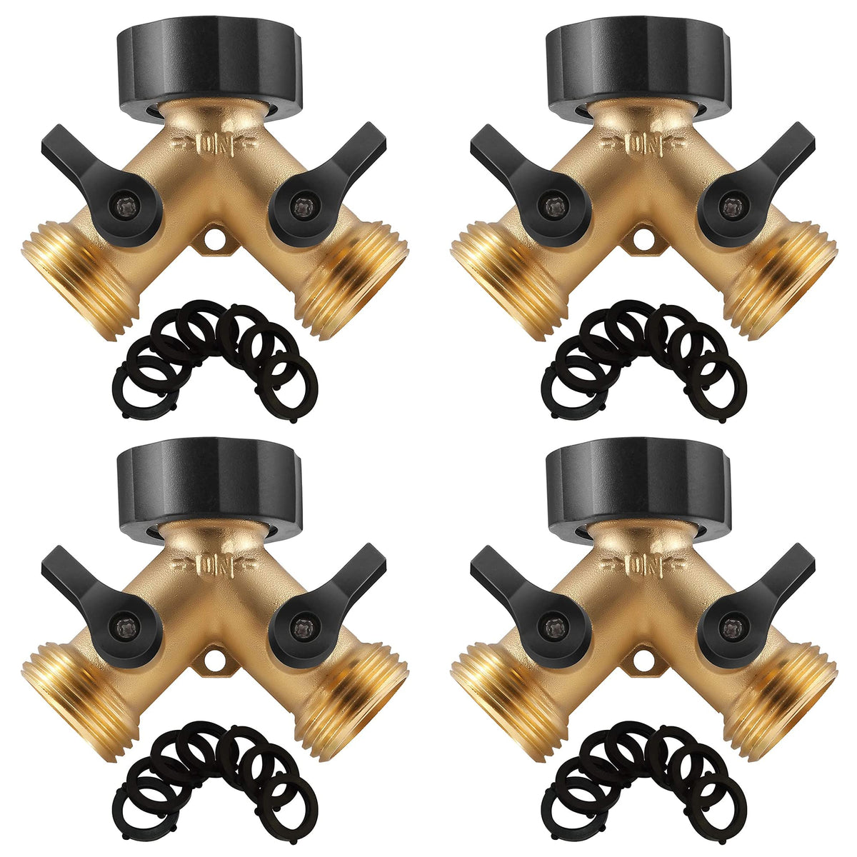 IPOW brass heavy-duty 2-way Y valve with dual outlets for watering