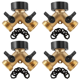 IPOW brass heavy-duty 2-way Y valve with dual outlets for watering