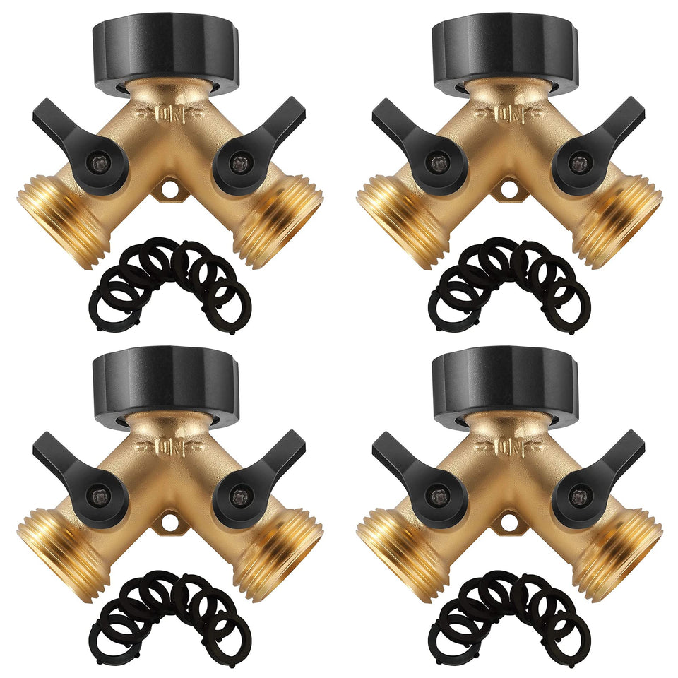 IPOW brass heavy-duty 2-way Y valve with dual outlets for watering