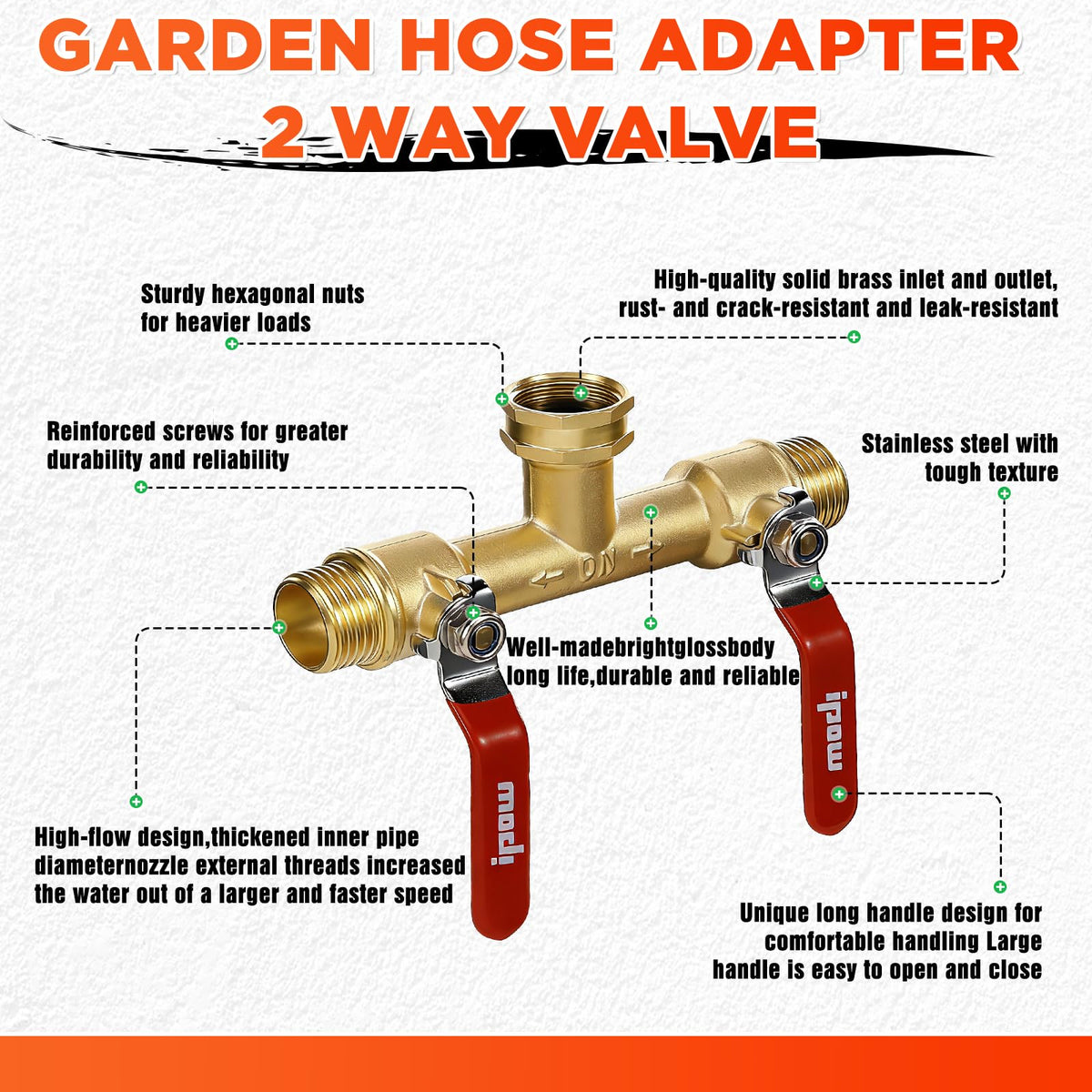 IPOW Heavy-Duty Brass body supports durable performance in variable outdoor conditions.