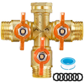 IPOW high-flow 3-way hose splitter with long handle for easy operation.