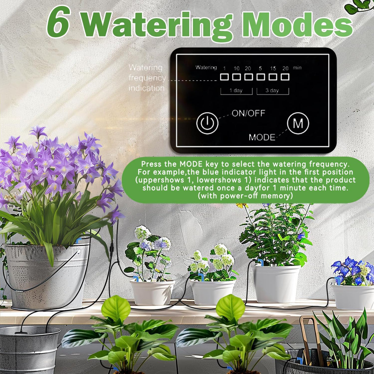 IPOW solar powered watering system anti siphon design for spill-free irrigation