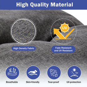 IPYNBAP cushion with durable ties secures to furniture.