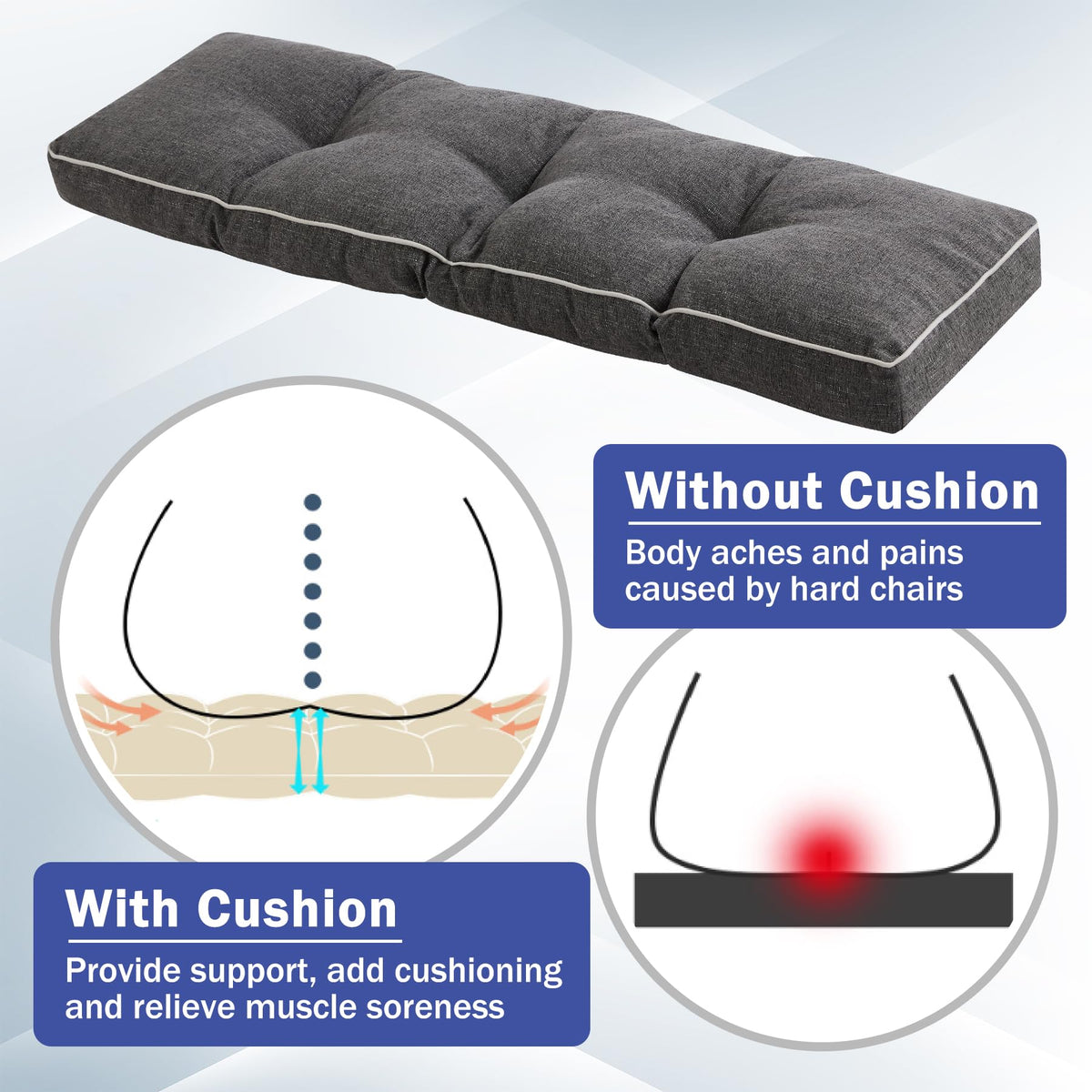 IPYNBAP bench cushion tufted design prevents shifting and bunching.